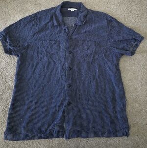 J Crew Shirt Mens L Blue Geometric Button Down Shirt Men Short Sleeve Button Up